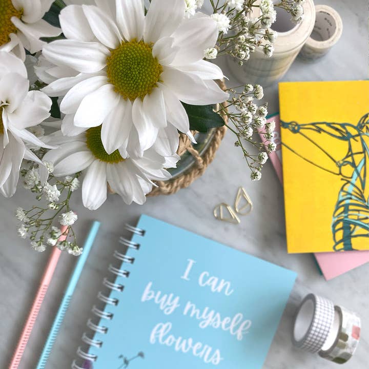PAPERCROWN NI - Wholesale Notebook - Floral A5 Wirebound Notebook with Positive Quote
