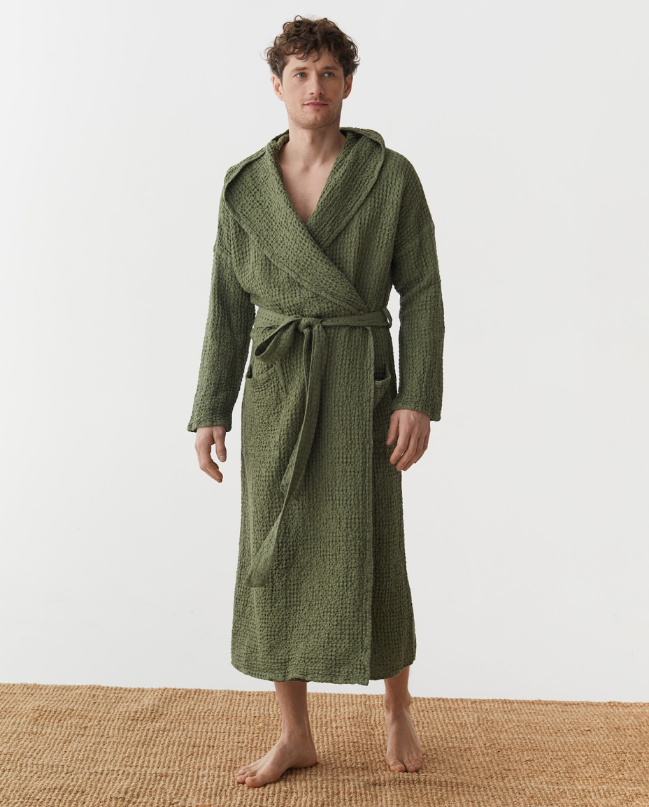 MagicLinen (We handle U.S. import procedures for you) – wholesale Morgonrock - Herr – Herrrock i våffelvävt linne i flera färger3