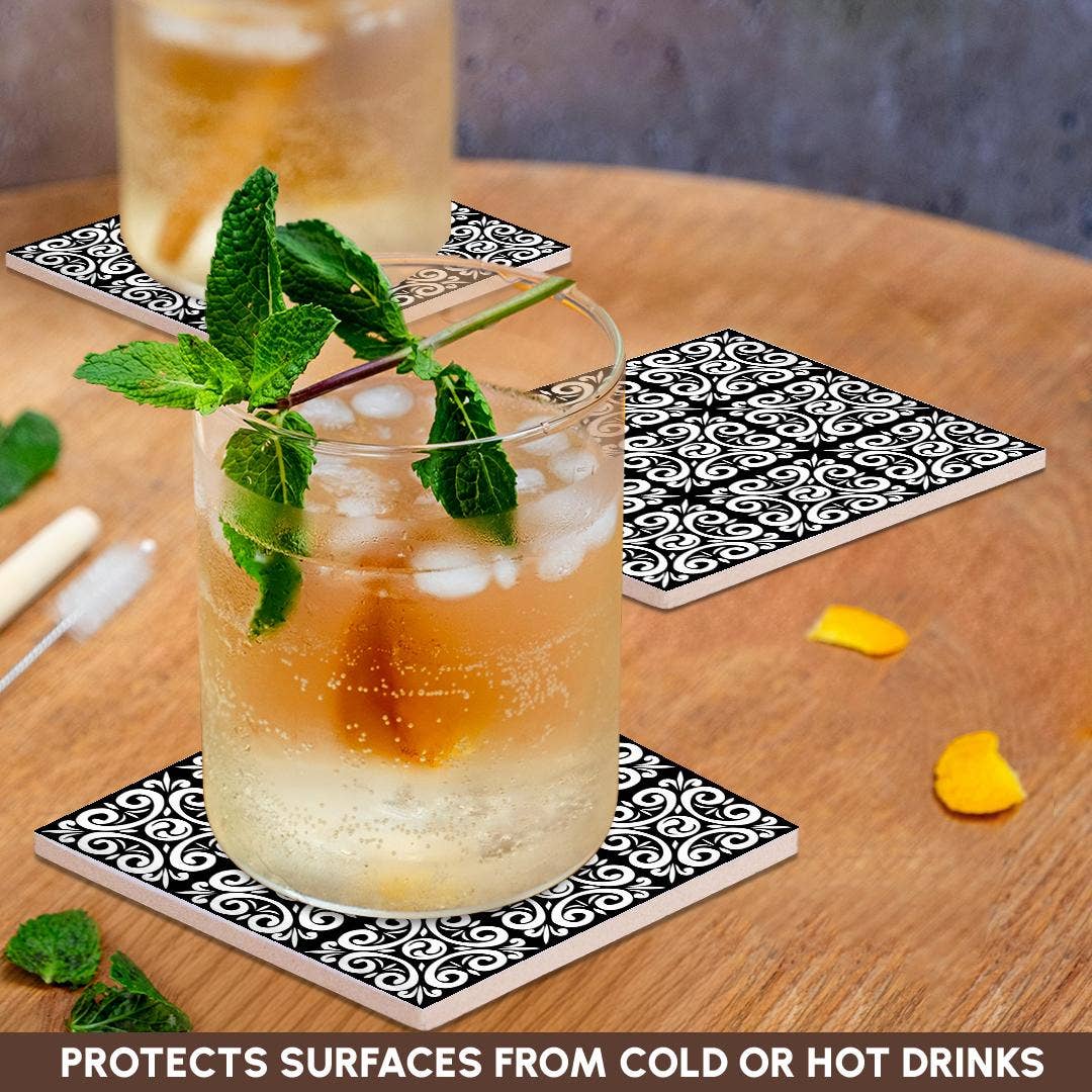 3dRose - Wholesale Coasters - 3dRose, Printed Curly Design Repeated, Coaster2