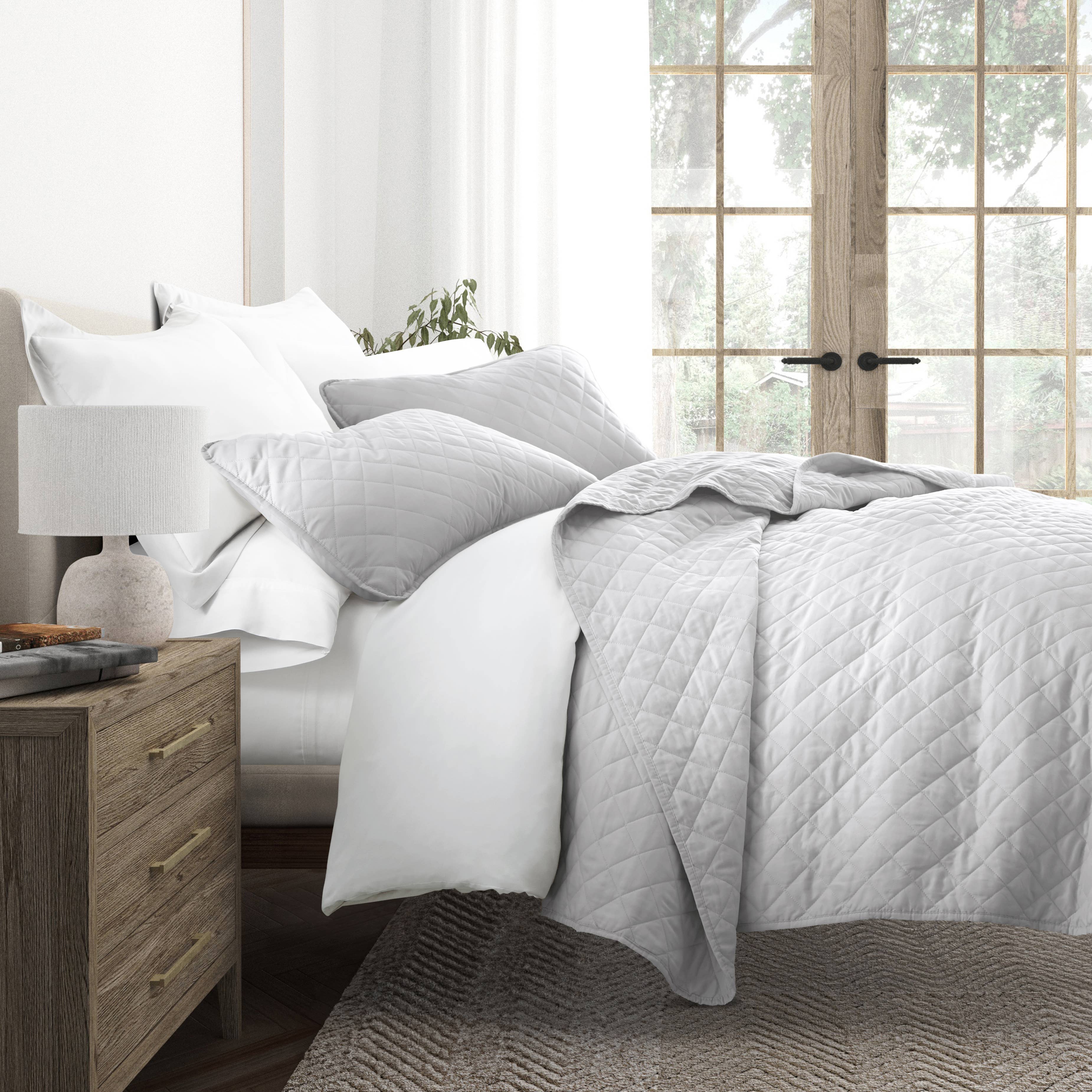 ienjoy Home - Vente Parure de lit - Ensemble de couvre-lit matelassé 3 pièces iEnjoy Home au point de losange19