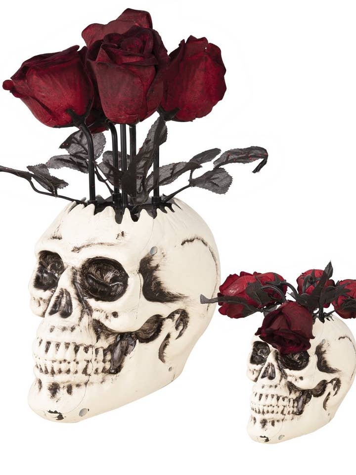 Vaso Teschio Con Rose - Animato E Sonoro - 30 cm per la vendita all'ingrosso da parte di P'tit Clown