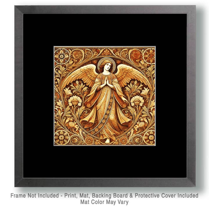 Mowbi - Venta al por mayor Ilustración - Impresión artística de pared Art Nouveau Angel, póster cuadrado, obra de arte de 8 x 8 pulgadas, 12 x 12 pulgadas, mate