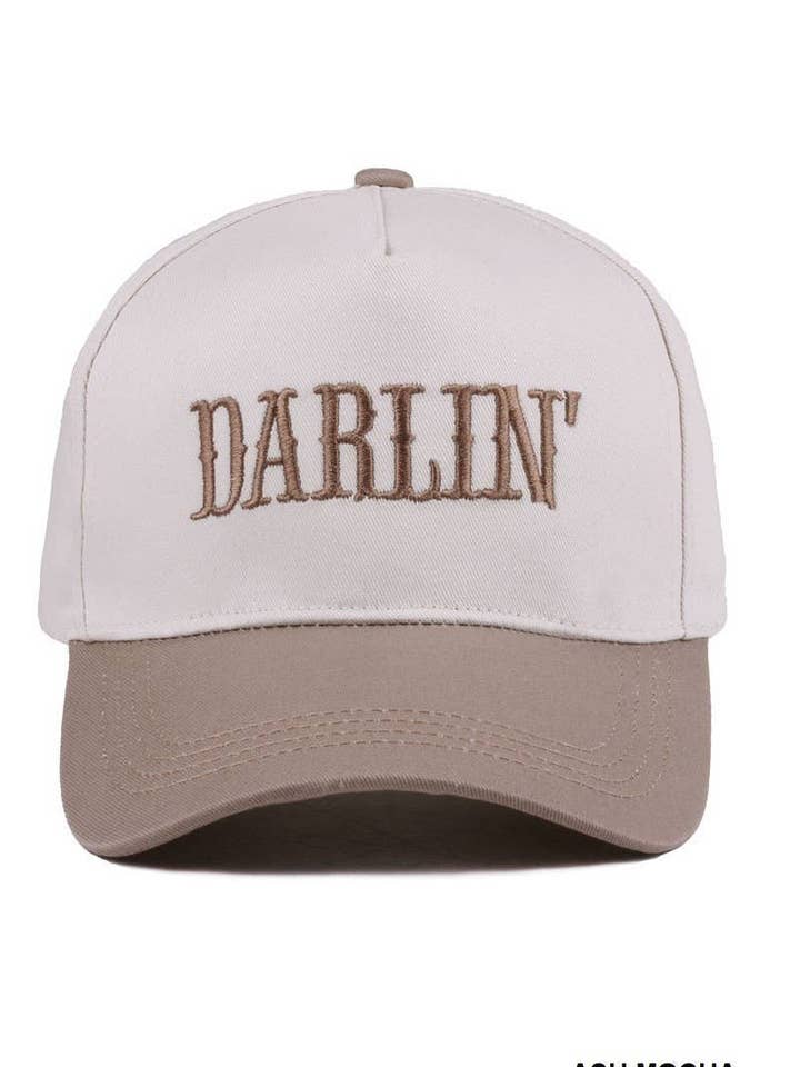 Darlin' Embroidered Two-tone Canvas Cotton Cap for wholesale by Vanilla Monkey