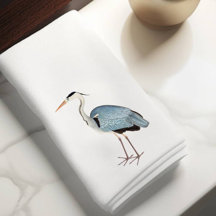 Fernville Creations - Wholesale Bath Towel - Blue Heron Luxury Fingertip Towel for Bath and Powder Room