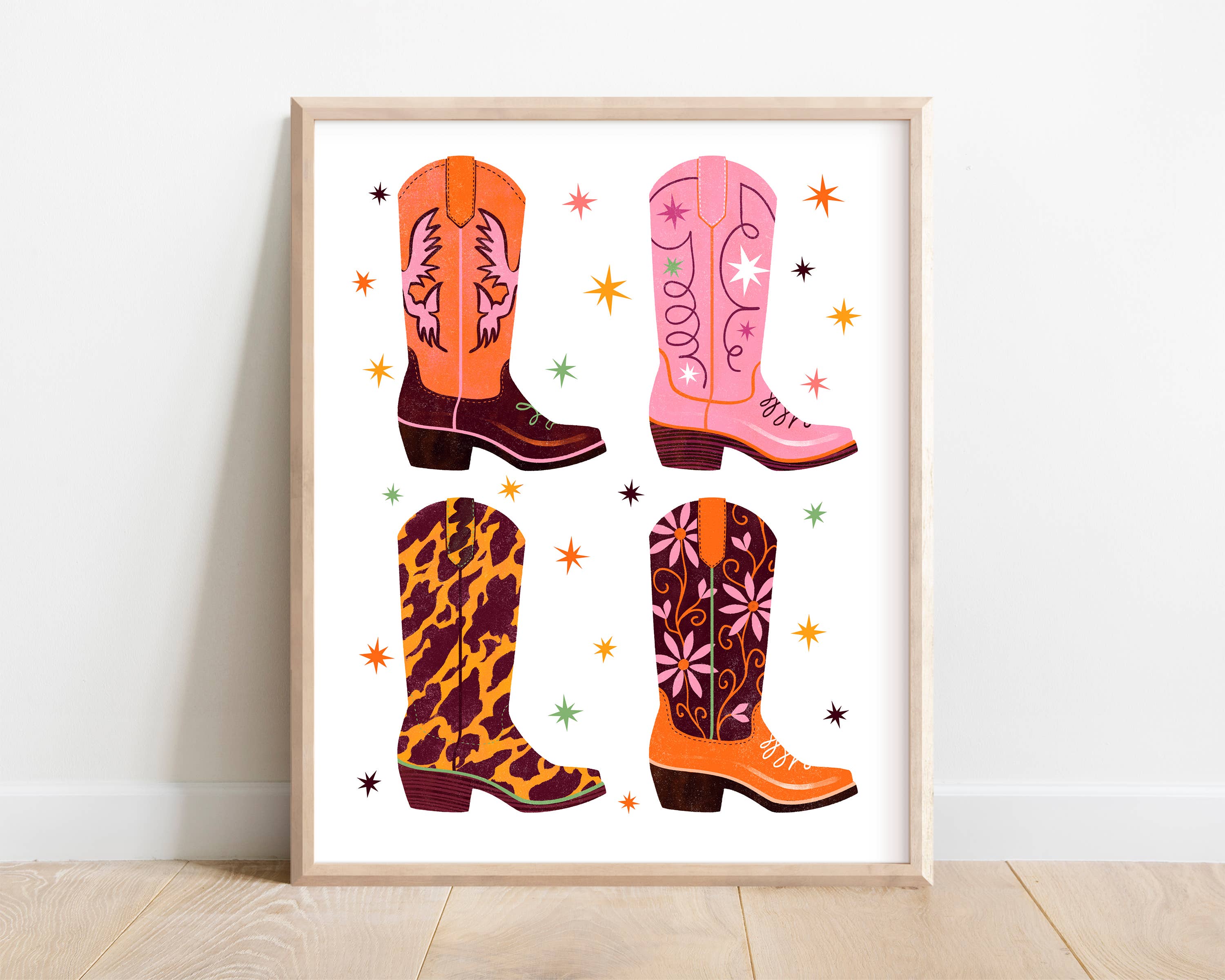 Katie Melrose Made - Wholesale Art Print - Cowgirl Boots Art Print2