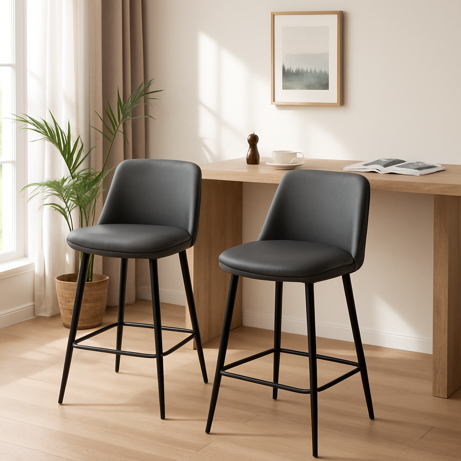 HOMYCASA DESIGN INC - Vente Tabouret - Tabourets de Comptoir Pivotants Ensemble Hauteur 26" Option Lin/Cuir PU15