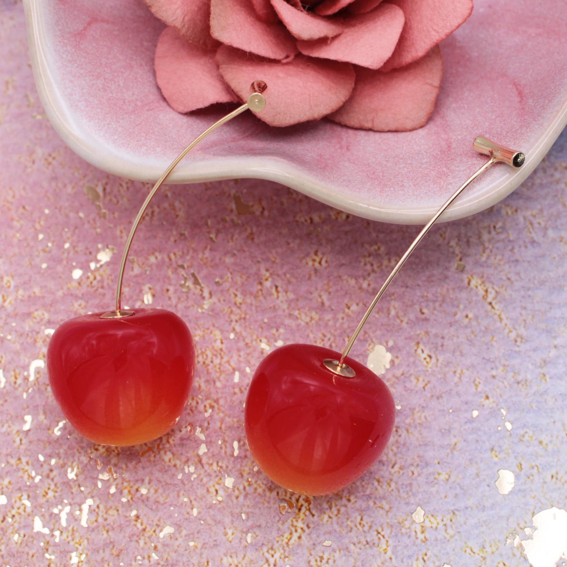 ZAD – wholesale Dangle earrings – Cherry, Cherry Nice! Resin Cherry Drop Earrings3