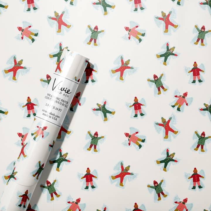 Snow Angels Wrapping Paper Roll for wholesale by Vivie and Ash