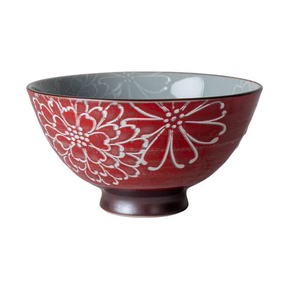 Japanese Botan Cosmos 10oz 4.5"D x 2.5"H Porcelain Rice Bowl for wholesale by Urban Tokyo
