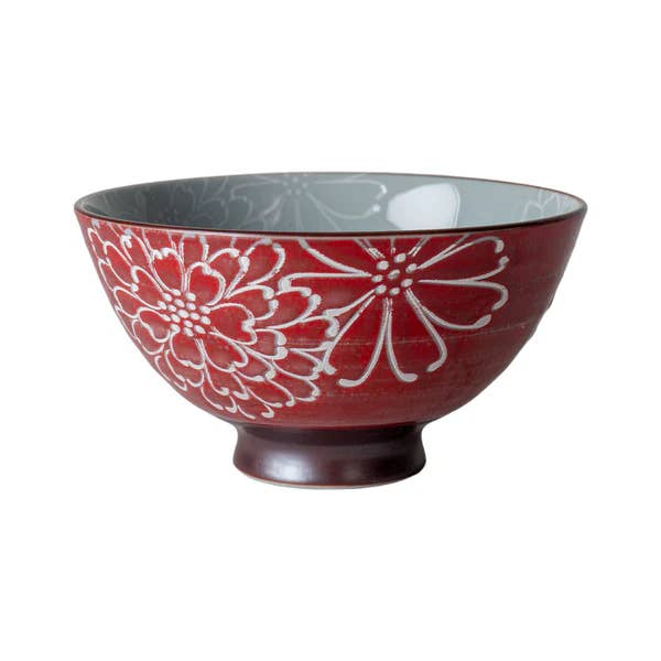 Urban Tokyo - Wholesale Decorative Plate/Dish/Bowl - Japanese Botan Cosmos 10oz 4.5"D x 2.5"H Porcelain Rice Bowl0