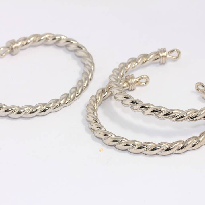 6mm Rhodium Plated Braided Wire Bracelet, CHK72-1 for wholesale by QueenJewelryM