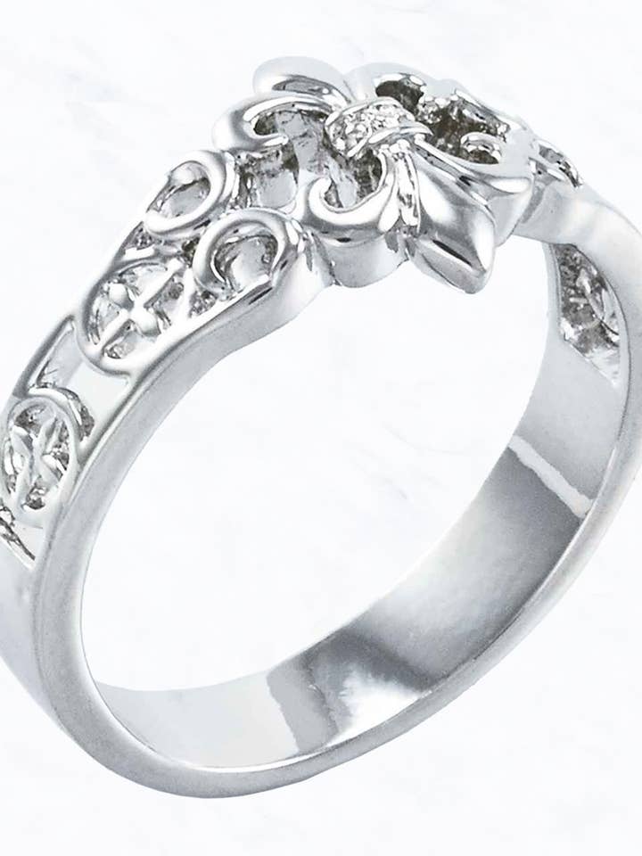 Fleur De Lis Pattern Fashion Ring for wholesale by Suzie Q USA