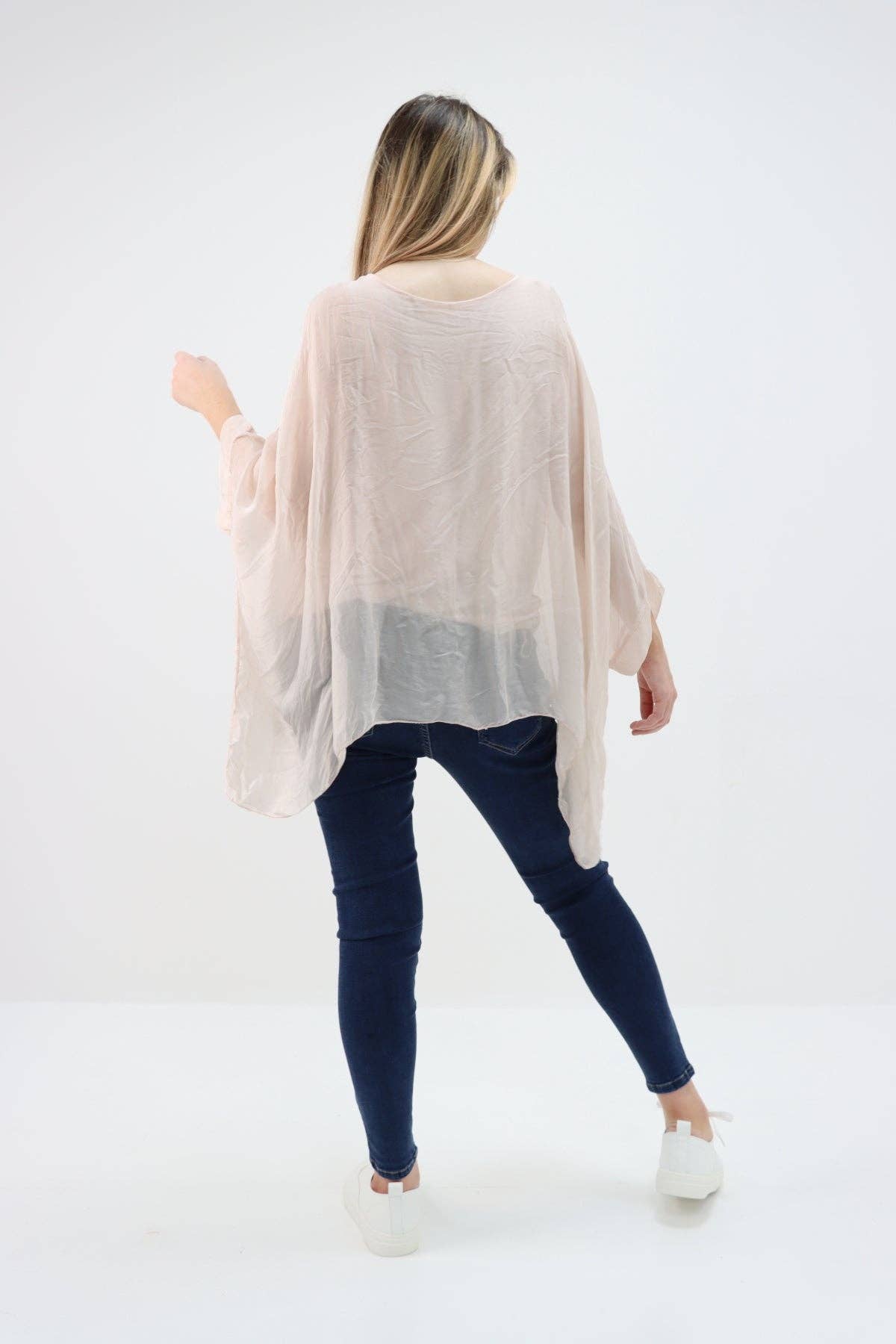 Miss Bold - Wholesale Tunic - Women's - Italian Plain Batwing Silk Tunic Top47