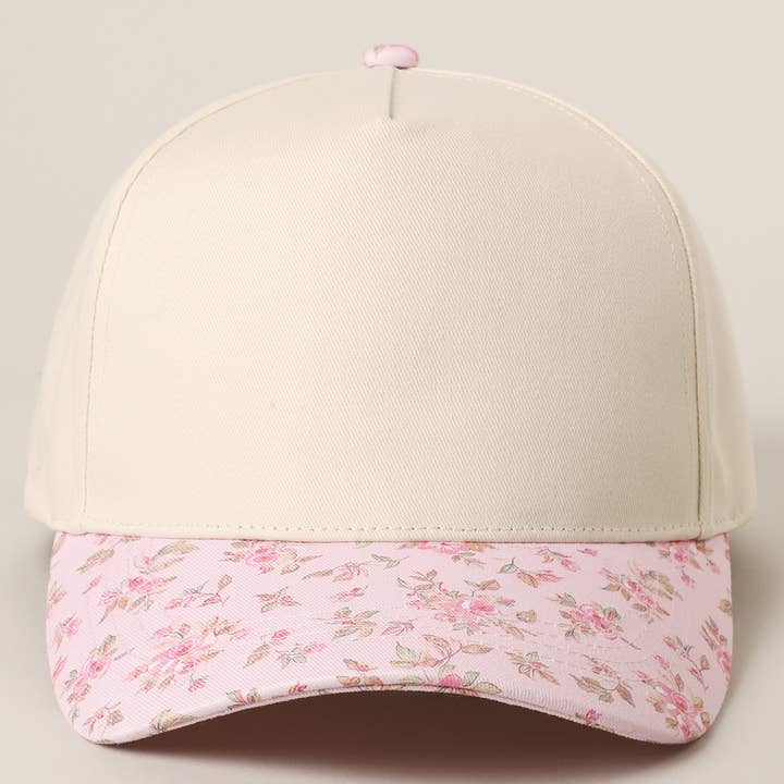 Fashion City - Wholesale Trucker Hat - Women's - Floral Brim Designed Two-Tone Trucker Hat