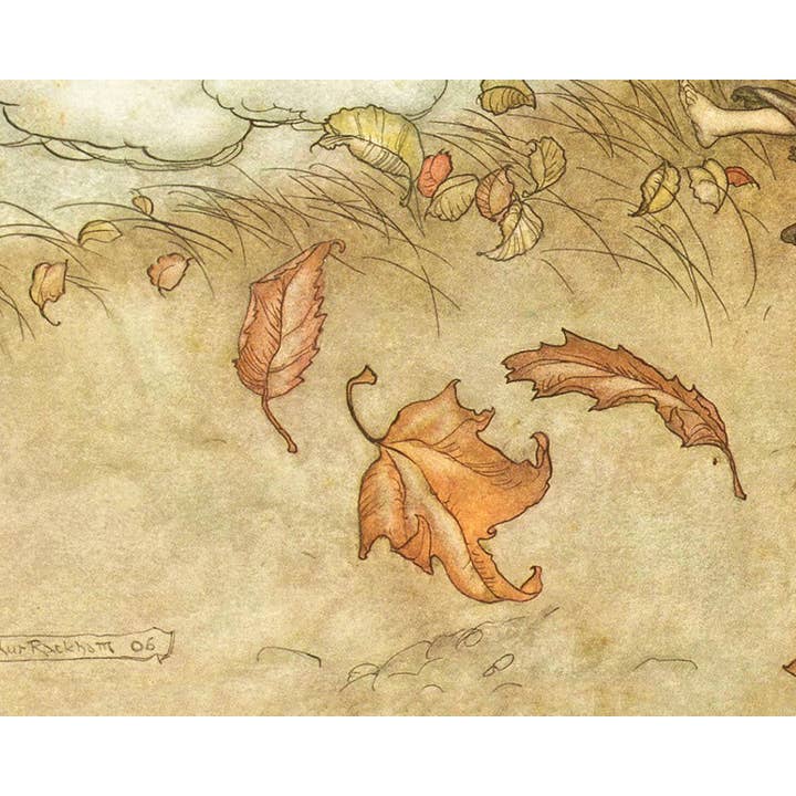 Rock Paper Scissors Wall Art - Wholesale Art Print - Fall fairies art print | Arthur Rackham illustration | Vintage woodland wall art | Fairytale painting | Peter Pan | Autumn wall art6