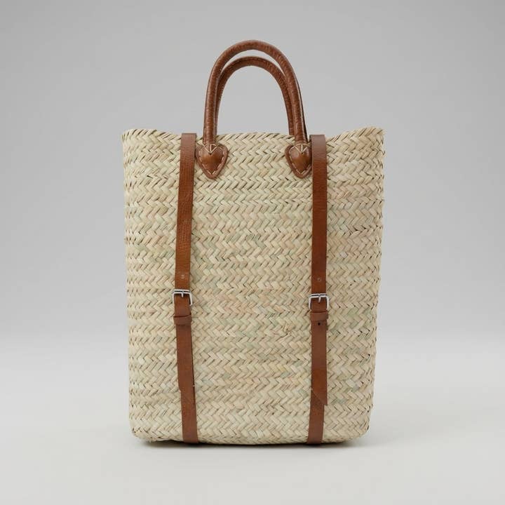Melecraft - Vente Sac à dos – femme - Sac à dos en paille - Sac à dos en feuilles de palmier tressées avec bretelles en cuir
