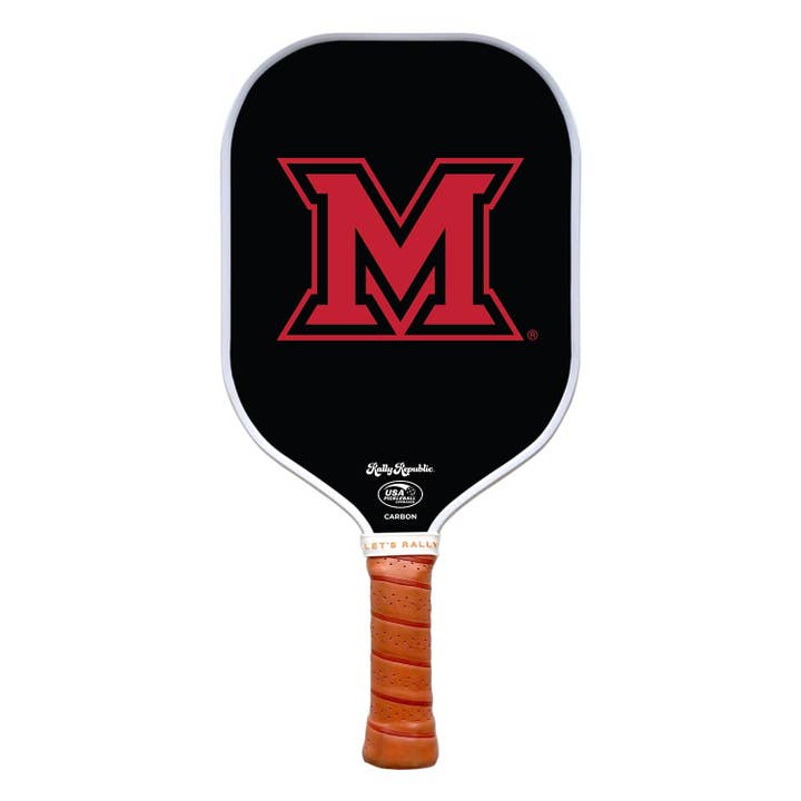 Miami University Black Beveled-M Pickleball Paddle (B2B) for wholesale by Rally Republic