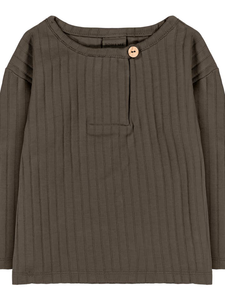 Studio Bohème Paris - Wholesale T-Shirt - Kids - Orso Rib Long Sleeve T-shirt Dark Taupe4