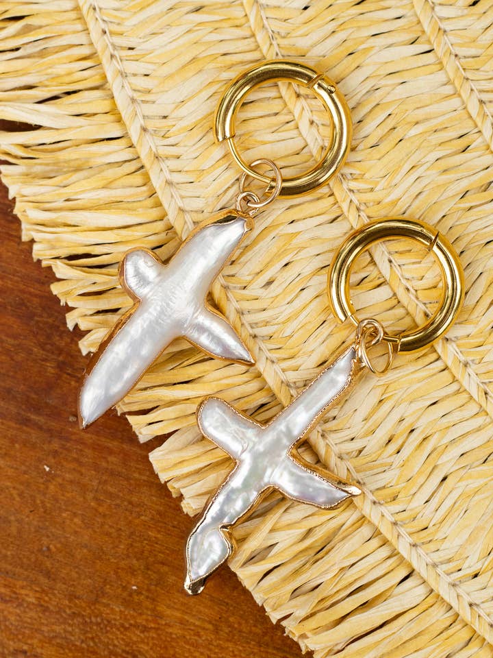 Altéa Pearl Cross Earrings - Gold or Silver for wholesale by Océanne