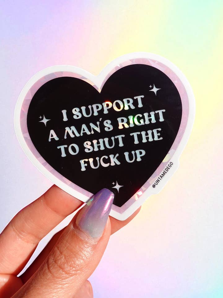 Autocollant Cœur Féministe - Je Soutiens le Droit d'un Homme Autocollant pour la vente par Untamedego LLC