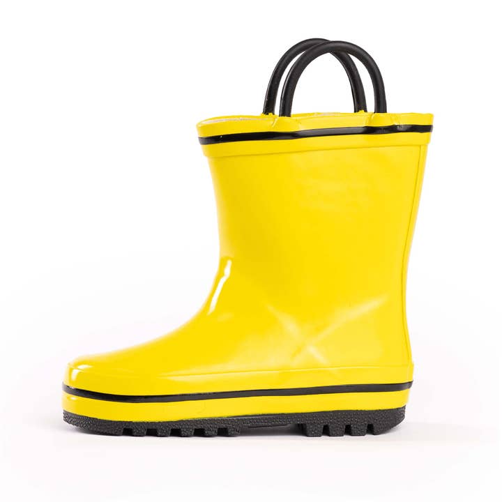 Norty Kids 11-3 Yellow Black Rubber Rain Boot 16423 Prepack for wholesale by The Norty Brand