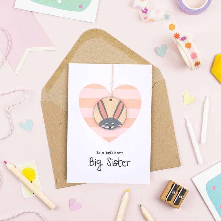 Big Sister Card - with keepsake for wholesale by Daisycat