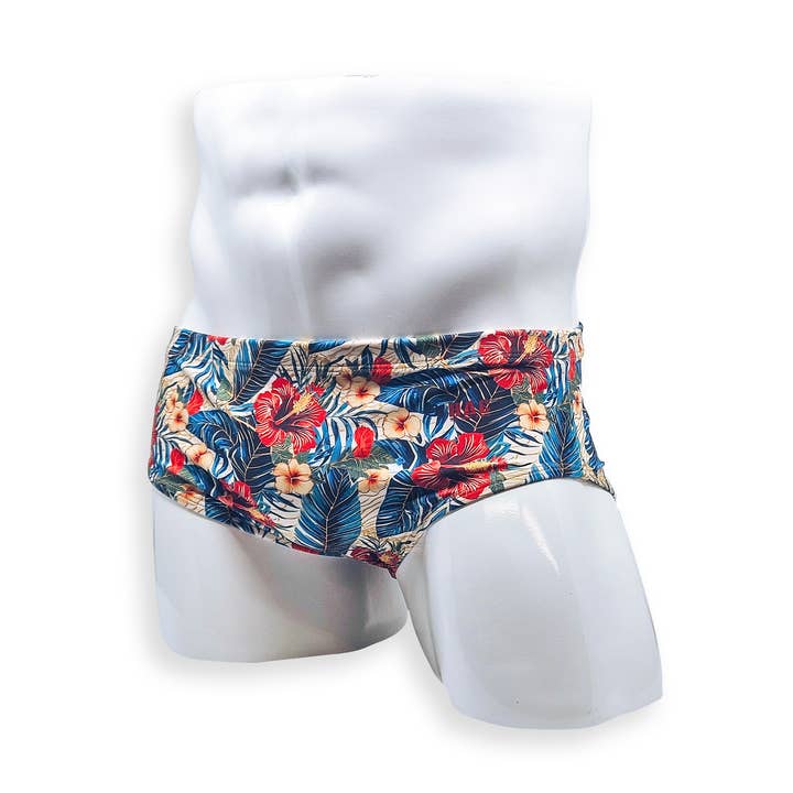 Slip de bain vintage pour homme - Hibiscus pour la vente par HAC Swim
