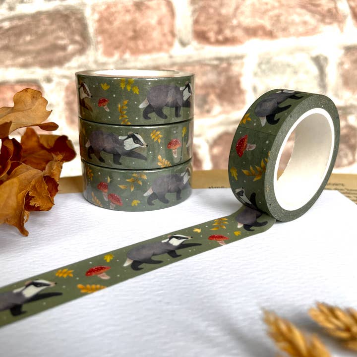 Ellis Woolley Illustration - Wholesale Washi Tape - Badger Washi Tape1
