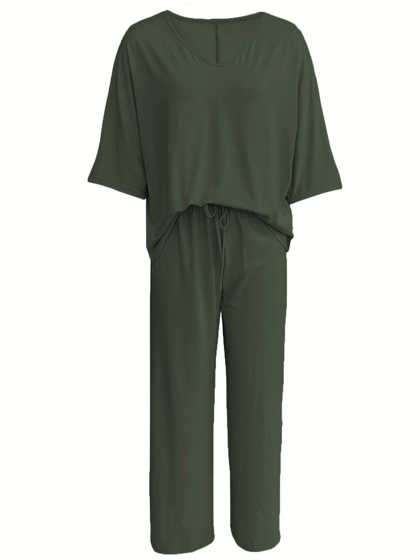 HIDDENBRAND - Wholesale Top & Pant Set (NOT Loungewear) - Women's - Lazy batwing top & wide-leg pants set loungewear6