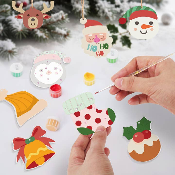 Paint Your Numbers - Wholesale DIY Craft Kit - Holiday Friends Paintable Ornaments6