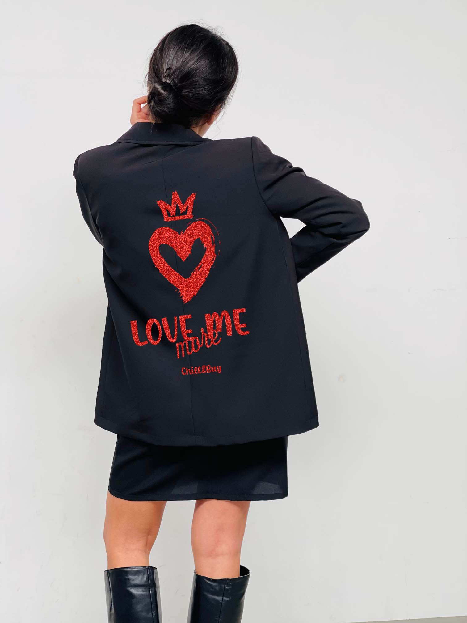 Black Love Me More Studded Blazer for wholesale on Faire