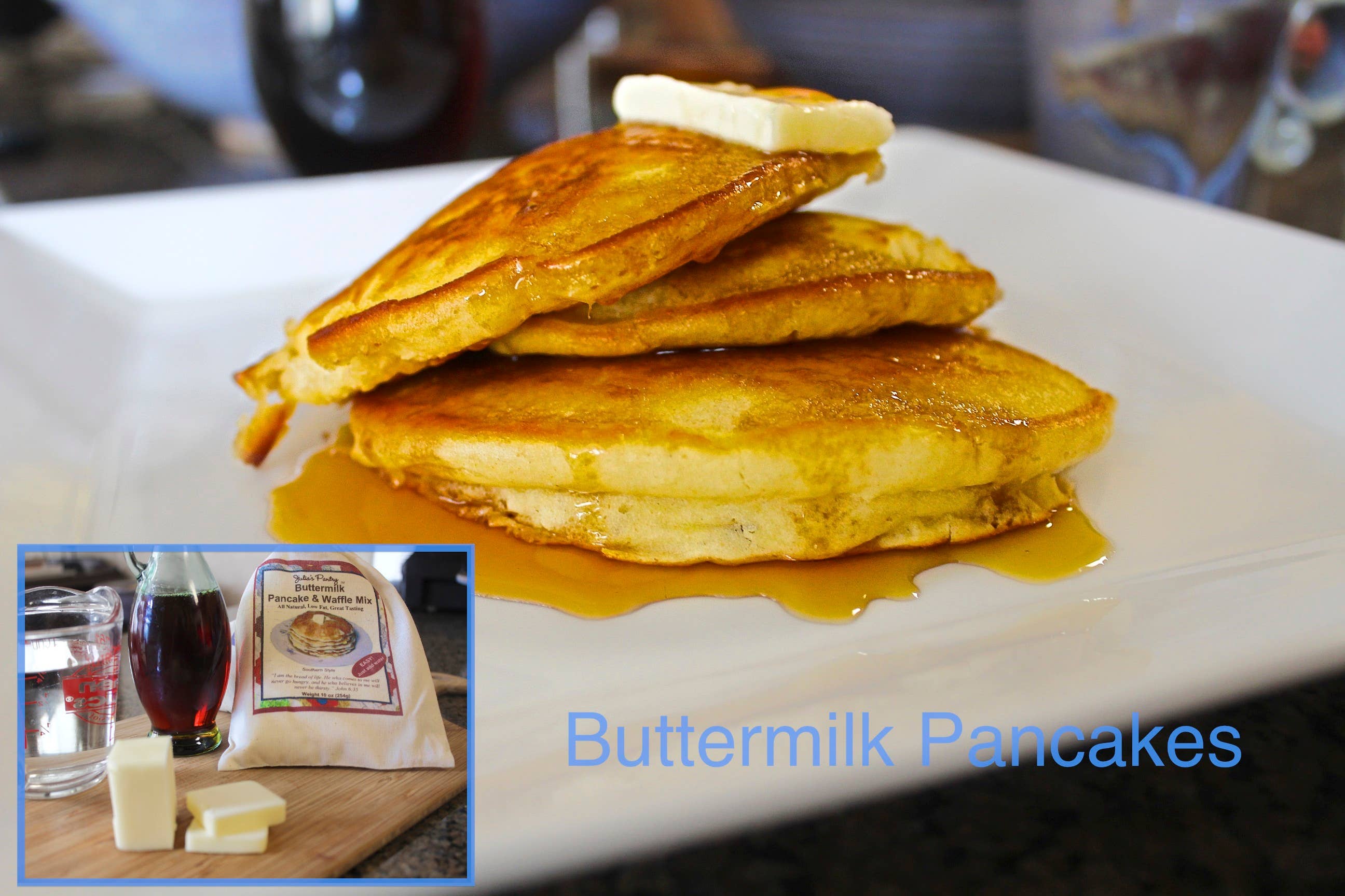 Julia's Southern Foods, LLC – Preparado de panqueca por atacado – Mistura de panqueca e waffle de leitelho2