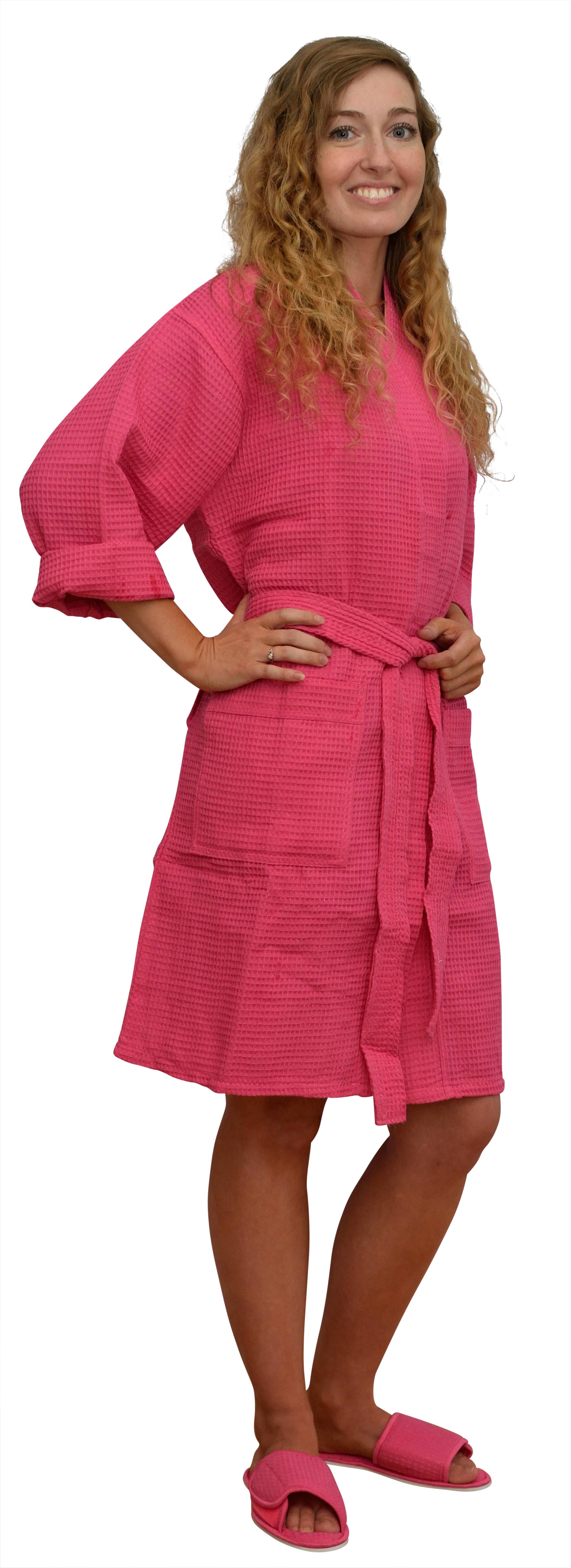 Alan Pendergrass Robes - Wholesale Robe - Women's - Kimono Cotton Waffle Robe, 36" One Size fits Most13