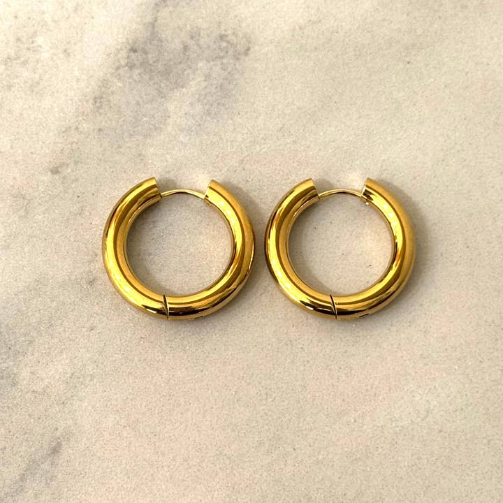 Cassette Barcelona - Wholesale Hoop Earrings - Bore Stainless Steel Thick Hoop Earrings