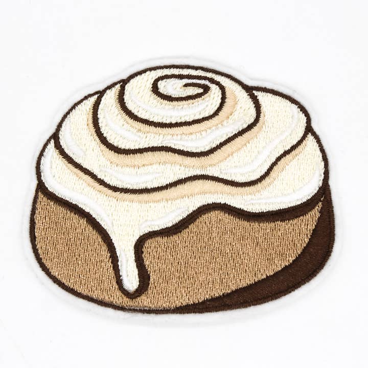 Cinnamon Roll Iron On Embroidered Patch for wholesale by Project Pinup
