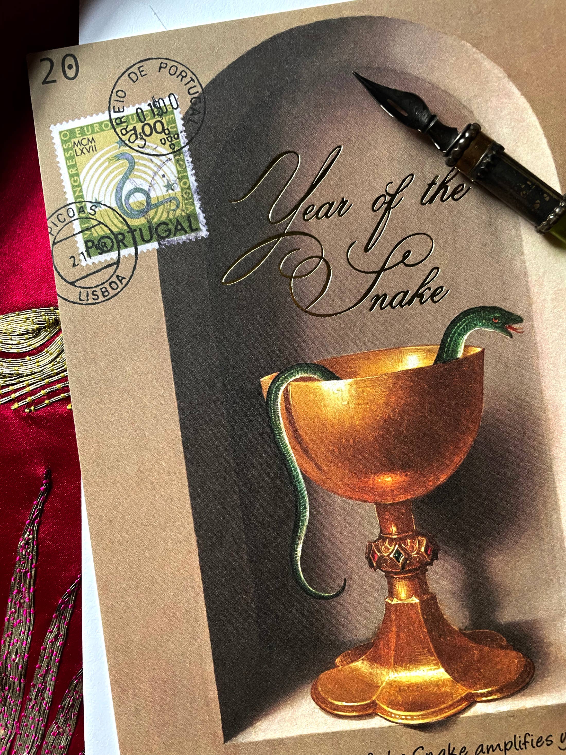 Ivory Tower Studios – wholesale Season’s Greetings card – Year of the Snake — 5x7 Keepsake Panel Card4