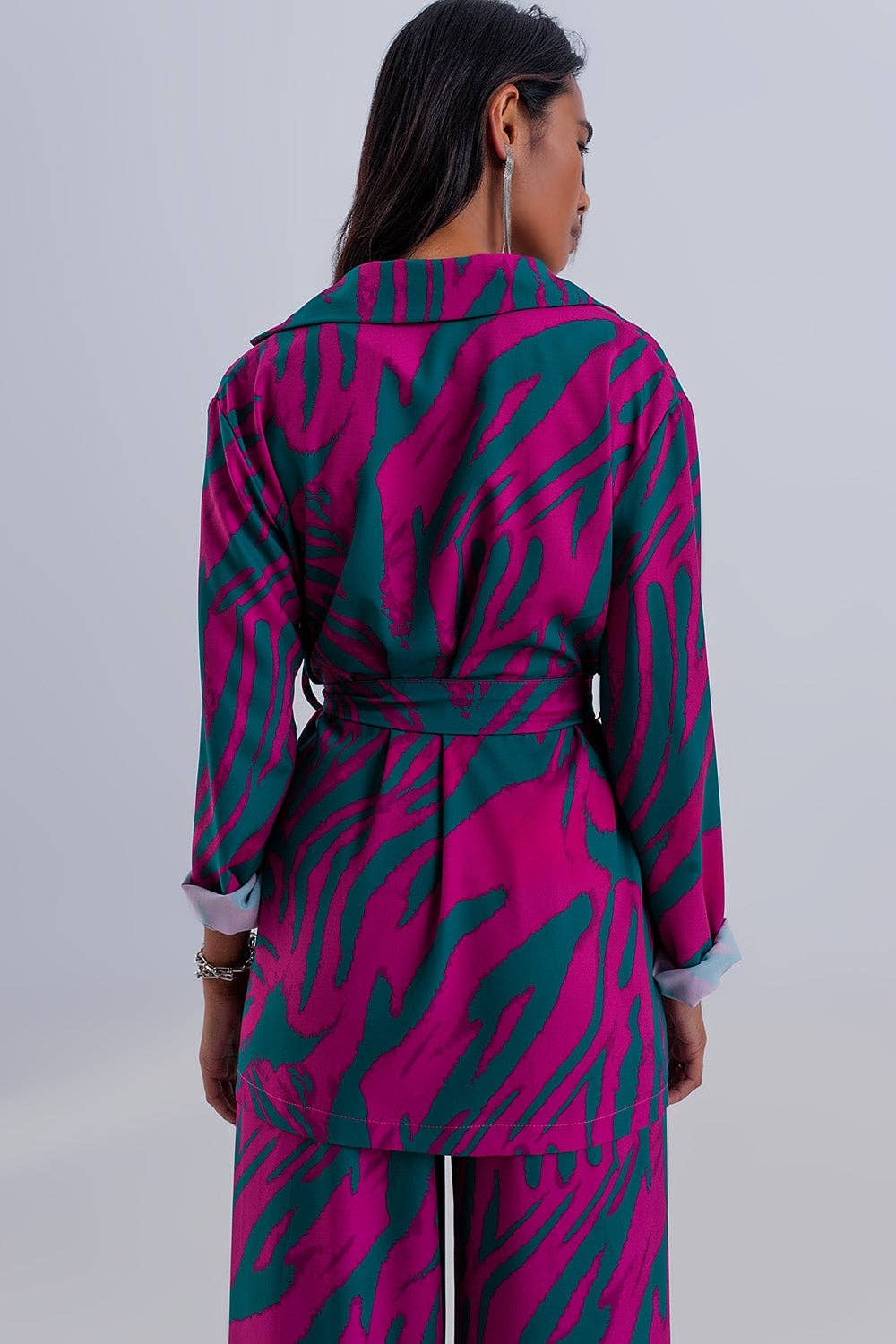 grün Blazer mit Gürtel und grünem Animal-Print für den Großhandel auf Faire1