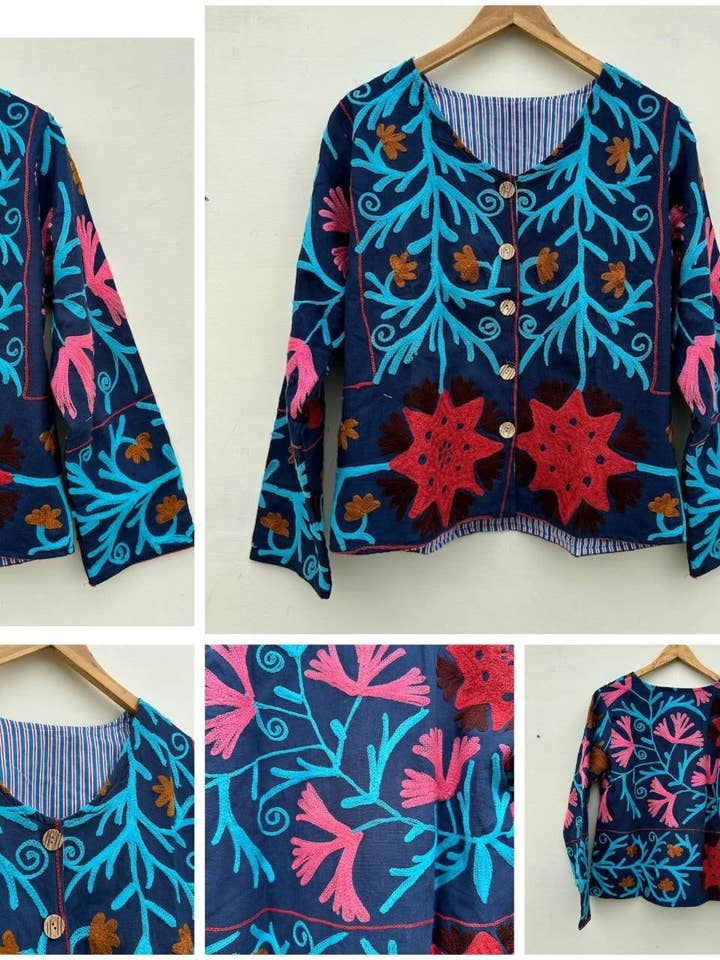 Bhawana Handicrafts - Wholesale Jacket - Women's - 5 Piece Lot, Suzani Embroidery Jacket Womens Suzani Coat5