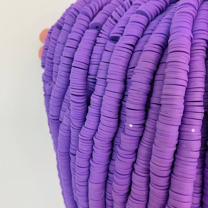 Purple Heishi Beads, Lavender Disc Beads, Pastel Polymer Clay Beads, Light Purple Flat Disc Beads, Lavender Heishi Beads, Spacer Beads for Mask for wholesale by The Bead Bazaar
