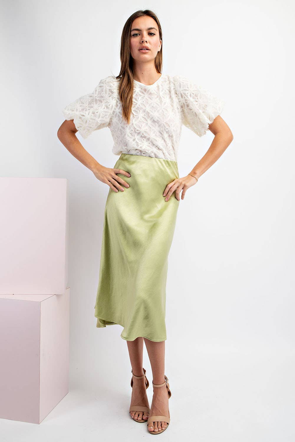 Peace Love Line - Wholesale Skirt - Women's - SLI4059 - SATIN MIDI SKIRT11