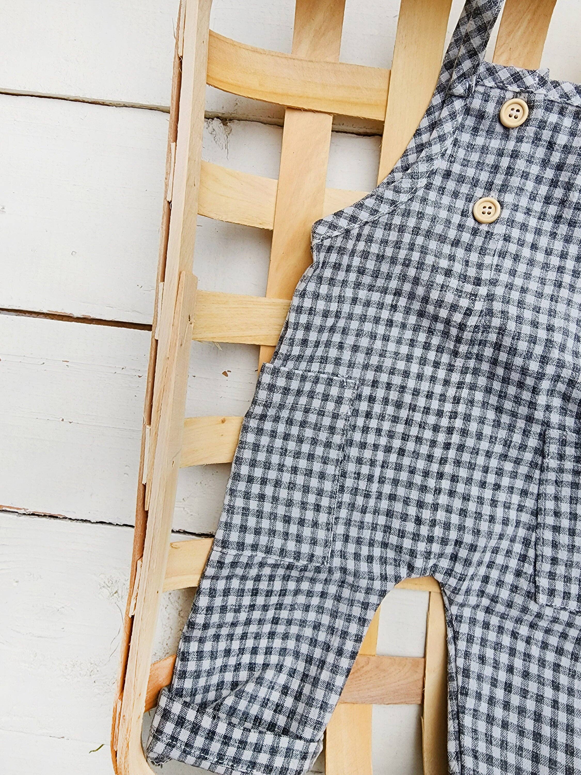 OLIVE & CRADLE - Wholesale Jumpsuit - Baby - Atticus Gingham Cotton Romper6