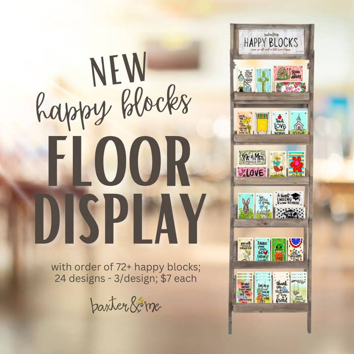 Baxter & Me - Wholesale Retailer Display - Paper & Novelty - Happy Block Standing Display