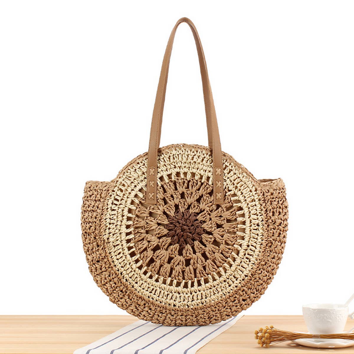 ACCITY - Wholesale Beach Bag - SIMPLE ROUND SHOULDER STRAW BAG_CWAB20161