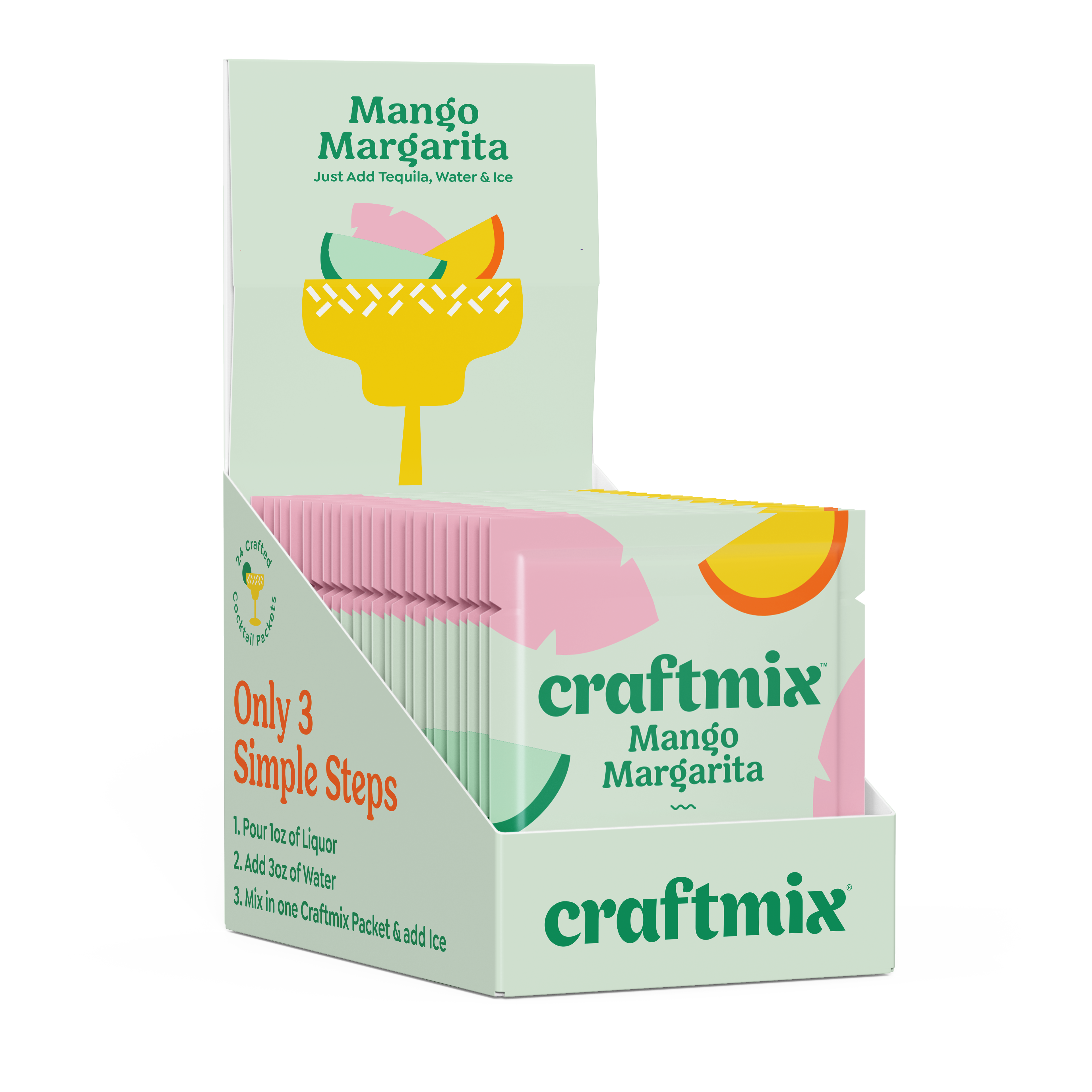 Craftmix - Wholesale Cocktail Mix/Syrup - Mango Margarita Cocktail / Mocktail Mixer - 24ct Caddy8