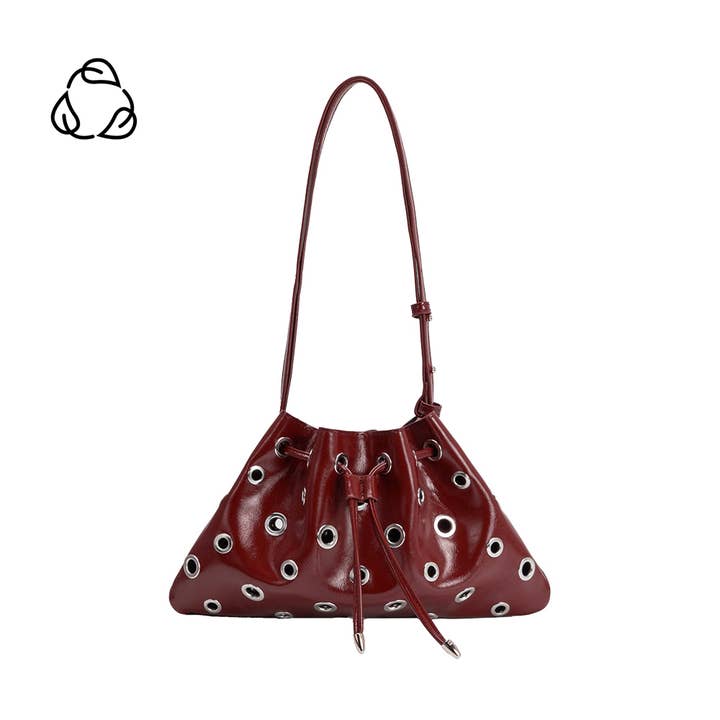 Paloma Burgundy Recycled Vegan Shoulder Bag for wholesale by Melie Bianco