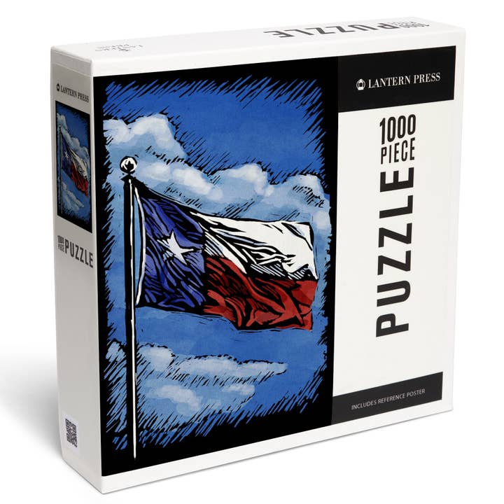 Puzle de 1000 piezas con la bandera de Texas, rascador para venta al por mayor de Lantern Press