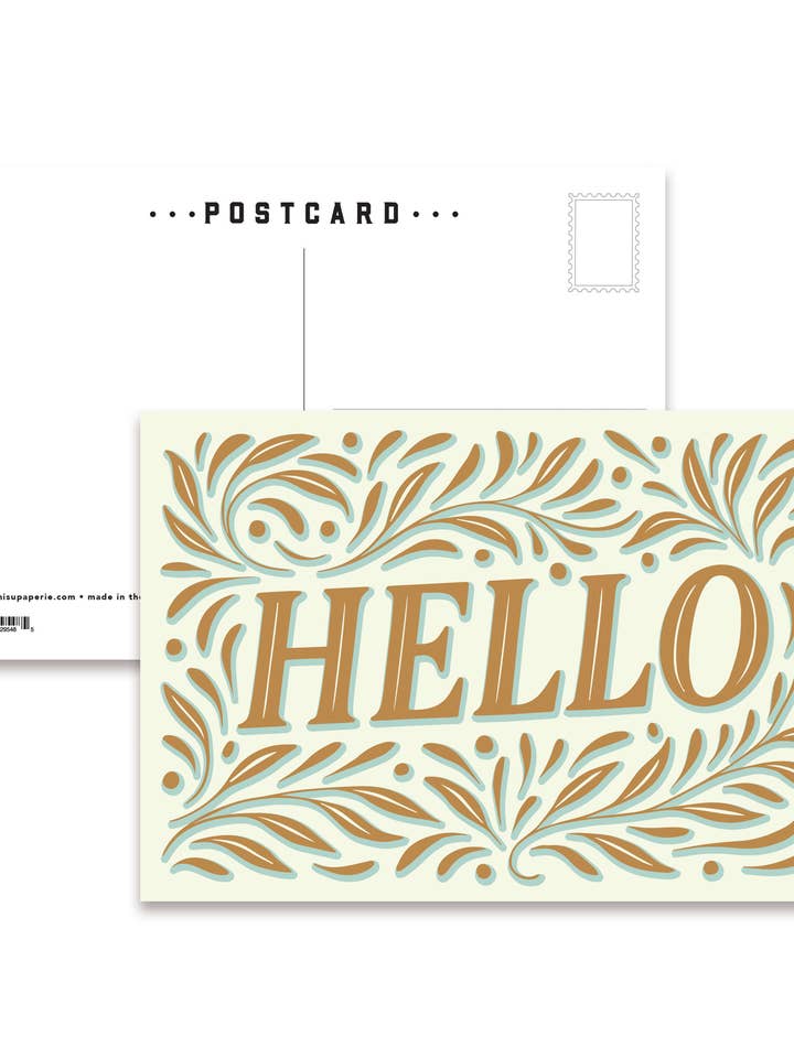 Hej Botanisk Postkort – Vintage-inspireret Flad Kort for engroshandel hos Tiramisu Paperie
