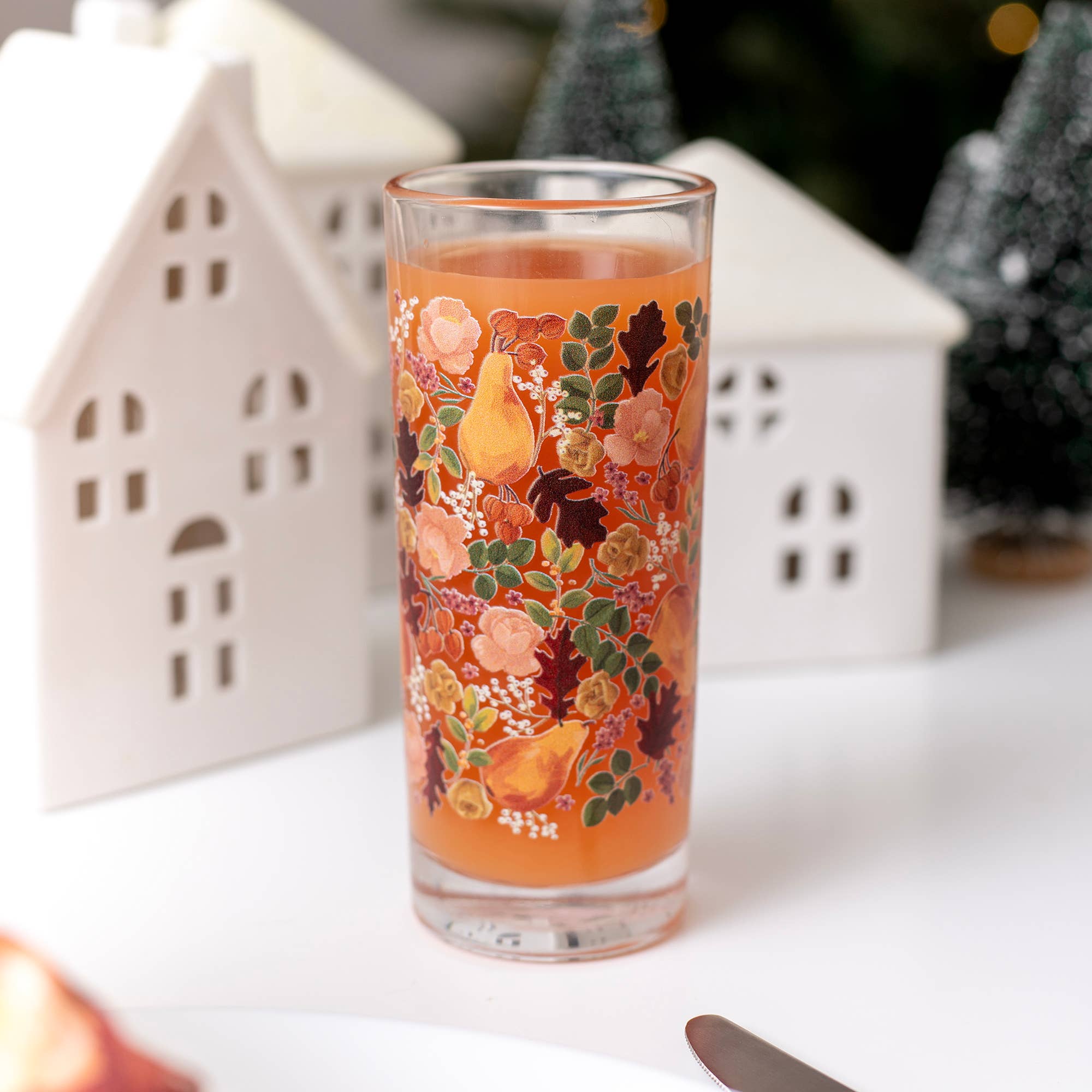 1canoe2 | One Canoe Two Paper Co. - Wholesale Drinking Glass/Cup - Yuletide Blooms Tall Holiday Juice Glass Set4