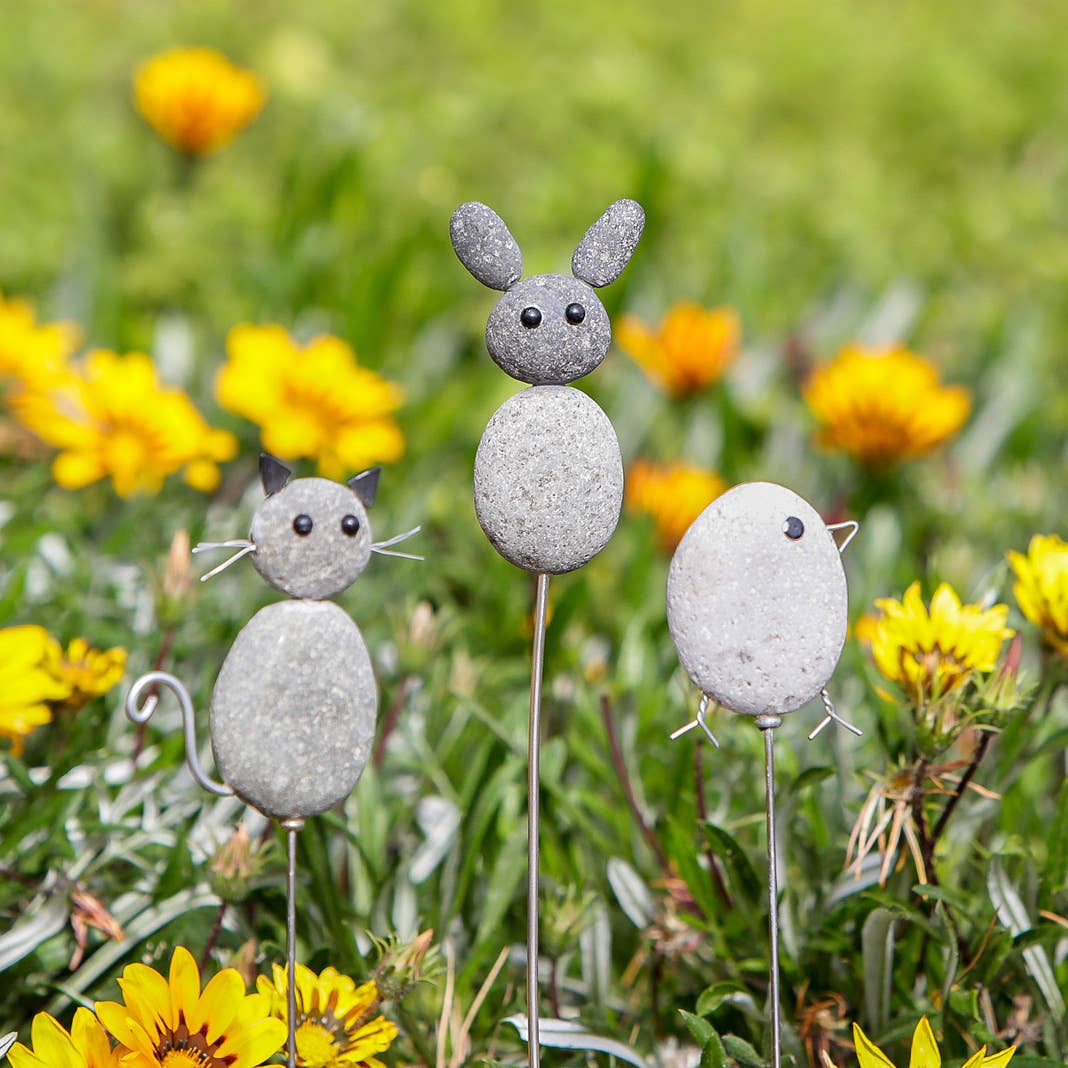 Garden Age Supply - Wholesale Garden/Lawn Stake - Beach Pebble Pot Stake - Bird2