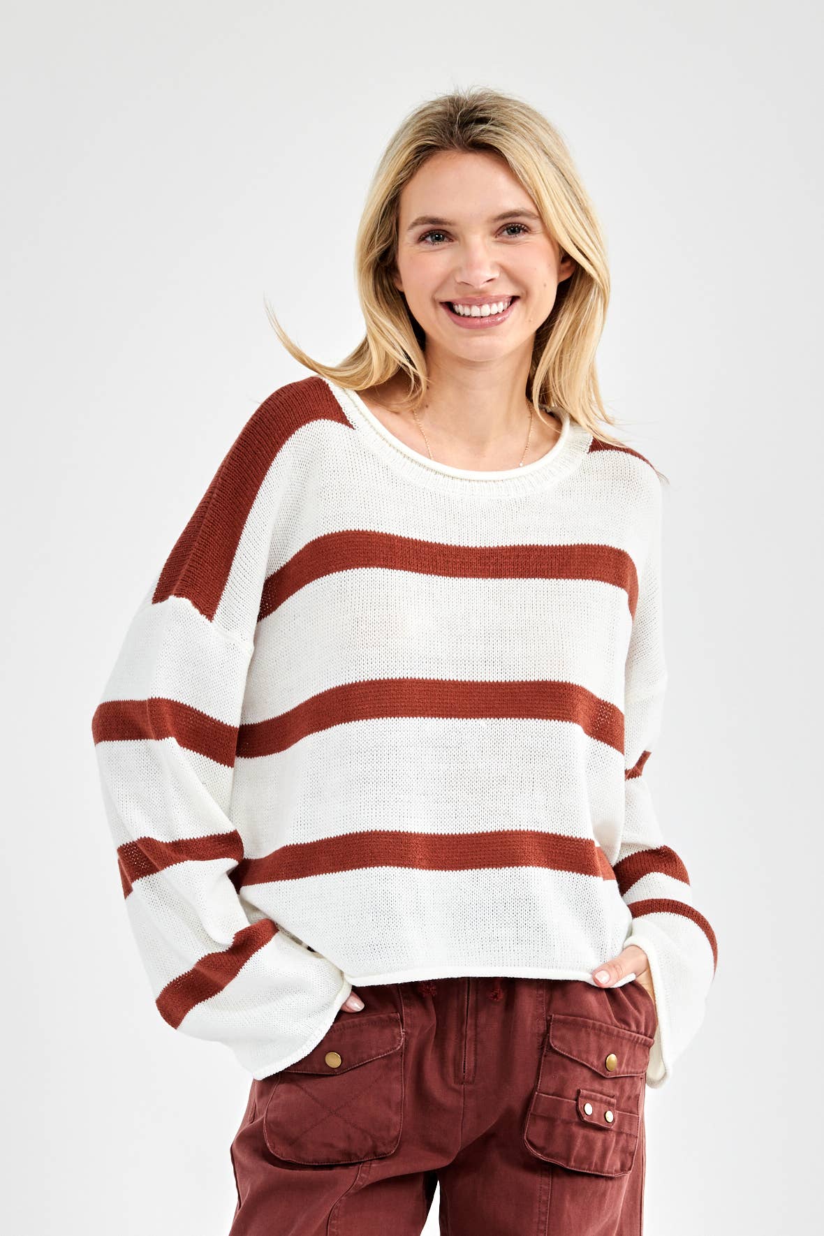 Newbury Kustom - Wholesale Knit Sweater - Women's - 11285-	Classic Striped Knit Sweater
4